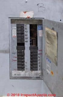 Westinghouse PRL 1 100 A electrical panel identification (C) InspectApedia.com
