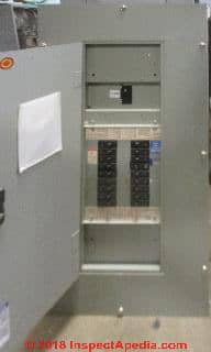 Westinghouse PRL1 225A electrical panel (C) InspectApedia.com