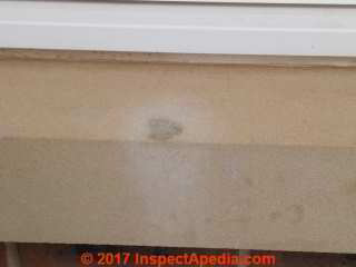 Bird dropping stain before - Derby UK (C) InspectApedia.com TH
