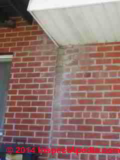White paint pigment run-down stains on a brick wall (C) Daniel Friedman