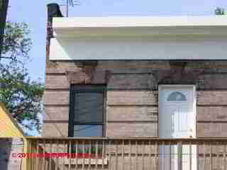 Brownstone lintels in a building in Hudson New York (C) Daniel Friedman at InspectApedia.com