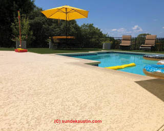 A pool deck installed by Sundek of Austin