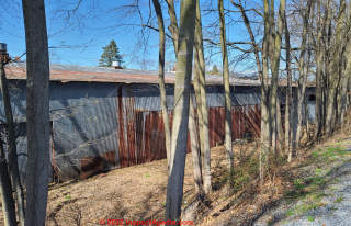 Corrugated steel siding (C) Daniel Friedman at InspectApedia.com