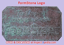 FormStone logo used on buildngs where the hand-tooled coating was applied - cited & discussed at InspectApedia.com
