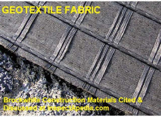 A geotextile fabric from Brockwhite Construction Materials cited & discussed at InspectApedia.com