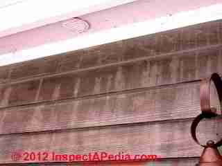Ice dam leak stains © D Friedman at InspectApedia.com 