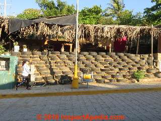 Retaining wall built of used automobile or truck tires (C) Daniel Friedman