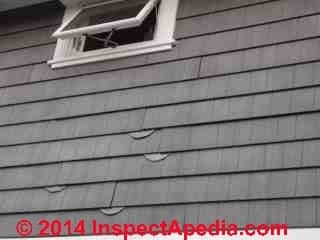 Fiber cement siding after exposed to rain (C) InspectApedia E.D>