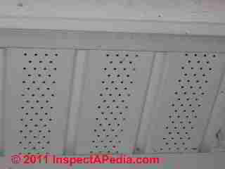 Perforated soffit vents © D Friedman at InspectApedia.com 