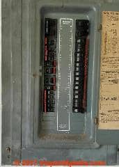 Burned water heater plug powerd by FPE panel (C) InspectApedia.com MS