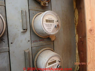 FPE Electric Meter Boxes with FPE Stab-Lok main breaker (C) InspectApedia.com Hemm