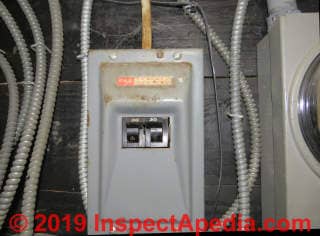 FPE Stab-Lok electrical panel (C) InspectApedia.com Klugman