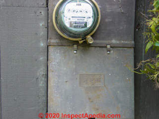 FPE electric meter base with Stab-Lok breakers (C) InspectApedia.com Pearson