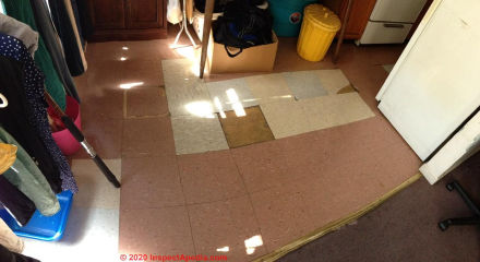 12 x 12 asbestos floor tile in San Francisco (C) InspectApedia.com Randy