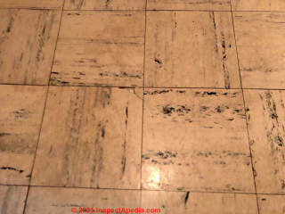 1950s Robbins 9x9 pure vinyl floor tile, no asbestos (C) InspectApedia.com JP