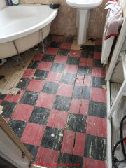 Asbestos-suspect flooring in the UK (C) InspectApedia.com 