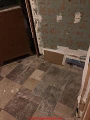 Asbestos containing floor tiles from 1961  (C) InspectApedia.com Jon