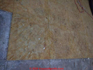 Yellow asbestos floor tile (C) InspectApedia.com