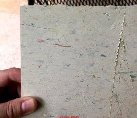 Asbestos containing 1977 Armstrong-like vinyl floor tiles (C) Inspectapedia.com Neil