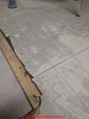 asbestos in 9x9 inch Canadian floor tiles (C) InspectApedia.com Cody
