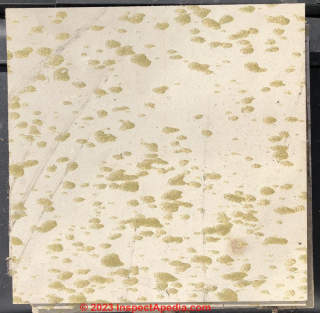 9x9 gold flecked floor tile (C) InspectApedia.com Scott
