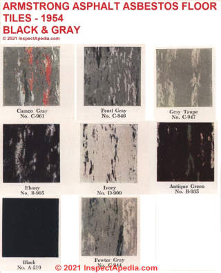 Armstrong black & gray floor tiles from 1954 (C) Inspectapedia.com asphalt asbestos tile