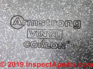 Armstrong Corlon vinyl sheet flooring asbestos (C) InspectApedia.com Kathy Kifer