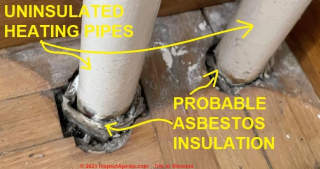 Asbesto pipe insulation (C) Inspectapedia.com reaader