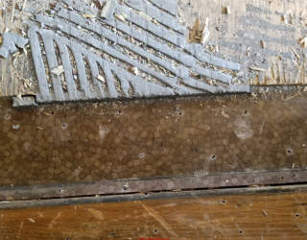 Chip pattern asbestos-contining resilient flooring, Pittsburgh PA  1963 Ryan Ranch Home (C) InspectApedia.com TK