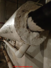 Asbestos suspect pipe insulation (C) InspectApedia.com AQ