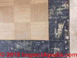 Parquet pattern vinyl abestos floor tiles 1978-971 (C) InspectApedia.com D Baldwin