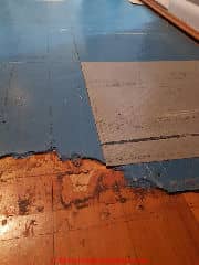 Asbestos suspect floor tiles from the 1970's in Sydney Austraila (C) InspectApedia.com Chris