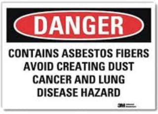 Asbestos warning sign 3M at InspectApedia.com
