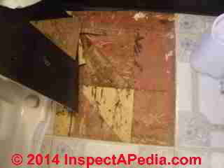 6x6 inch vinyl or asphalt asbestos floor tile (C) InspectApedia LN