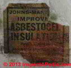 Asbestos product identification label Johns Manville (C) Daniel Friedman