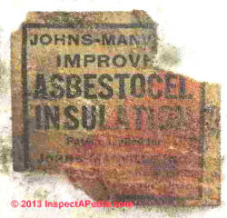 Asbestos product identification label Johns Manville (C) Daniel Friedman