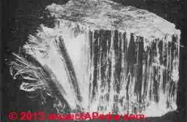 Single fiber vein asbestos, hand-cobbed - Rosato (C) InspectApedia