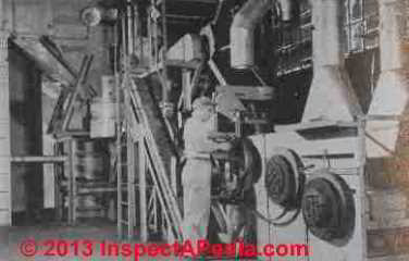 Profile calendering equipment for making wire-clad brake linings with asbestos - Rosato (C) InspectApedia