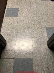 Asbestos-suspect floor tile, 12x12 (C) Inspectapedia.com Scott Schmidt