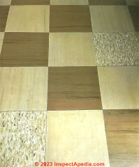 brown and beige floor tiles (C) InspectApedia.com Lennelle