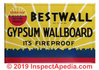 Bestwall fireproof drywall contained asbestos (C) InspectApedia.com