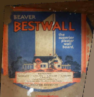 Beaver BestWall plasterboard asbestos (C) InspectApedia.com Dave
