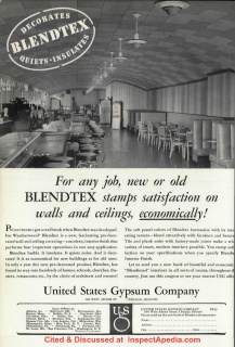 Blendtex ceiling panels from USG, in 1938 Goucher College Pencil Points magazine - cited & discussed at InspectApedia.com