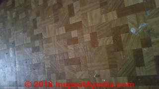 12x12 butcher block vinyl tile may contain asbestos (C) InspectApedia.com Lisa