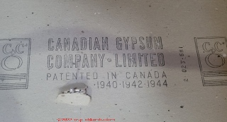 Canadian Gypsum Company Limited Fireproof Gypsum board patented 1940-1944 (C) Inspectapedia.com Fraser 