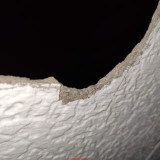 Asbestos suspect ceiling tiles in Malaysia (C) InspectApedia.com