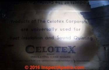 Celotx cane board insuilating  sheathing  (C) InspectApedia.com  A B