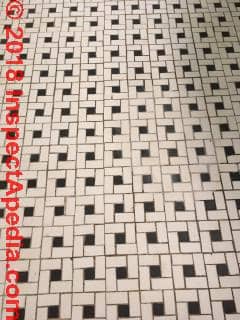 Ceramic floor tile, asbestos hazard unlikely (C) InspectApedia.com