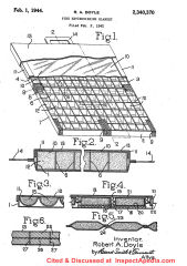 RA Doyule fire extinguishing blanket US Patent No. 2,340,370, Feb. 2, 1942 at InspectApedia.com