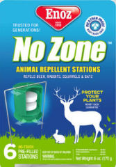 Enoz No Zone Animal Repellent station uses Napthalene - use even as directed may be unsafe - cited & discussed at inspectApedia.com